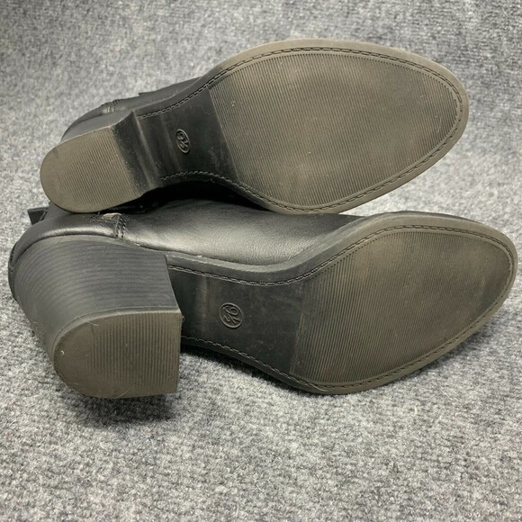 Universal Threads Black Faux Leather Shoe Bootie Block Heel Double Zip Size 9.5 - Picture 8 of 12